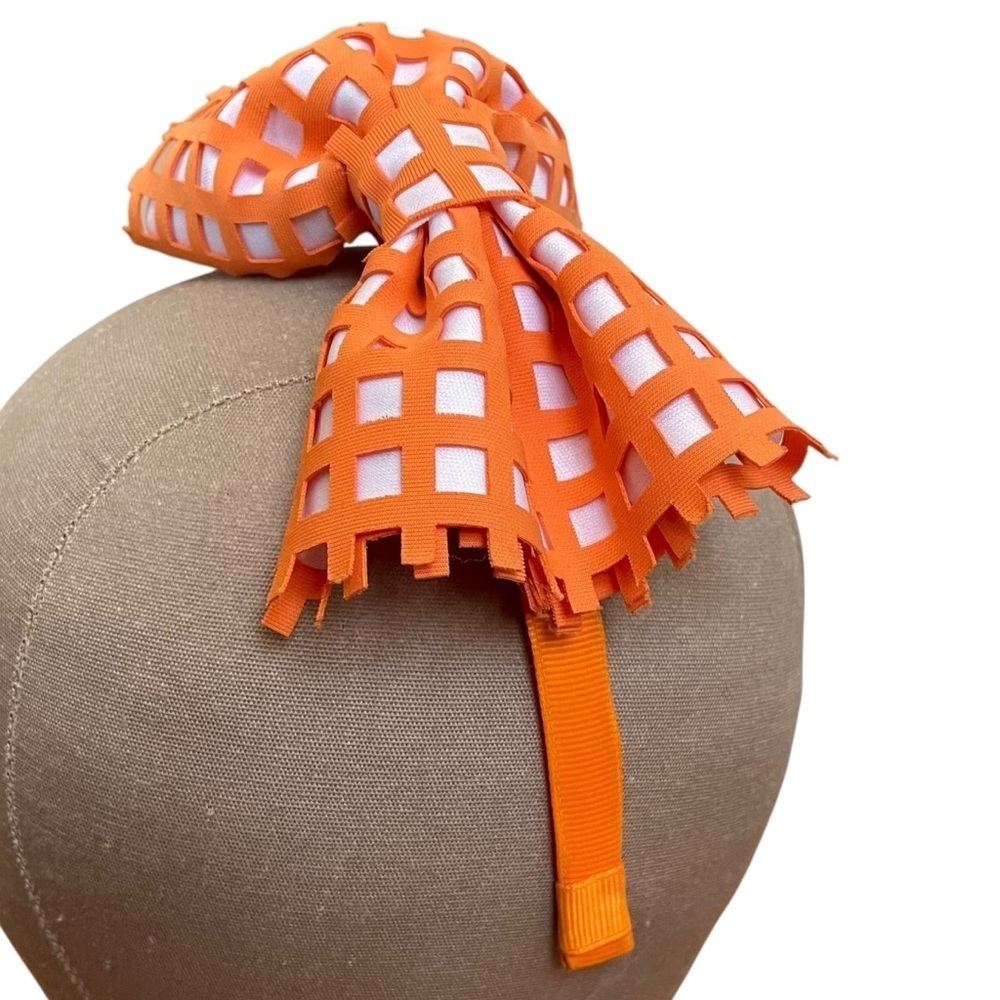4/$25 Orange Gingham Bow Headband - Picture 5 of 7